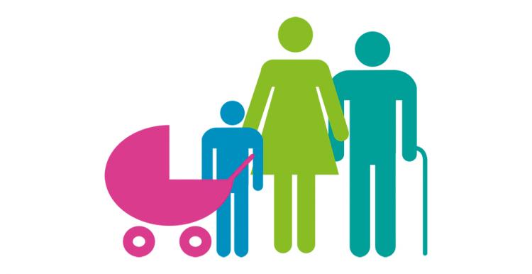 graphic of two adults a child and a baby
