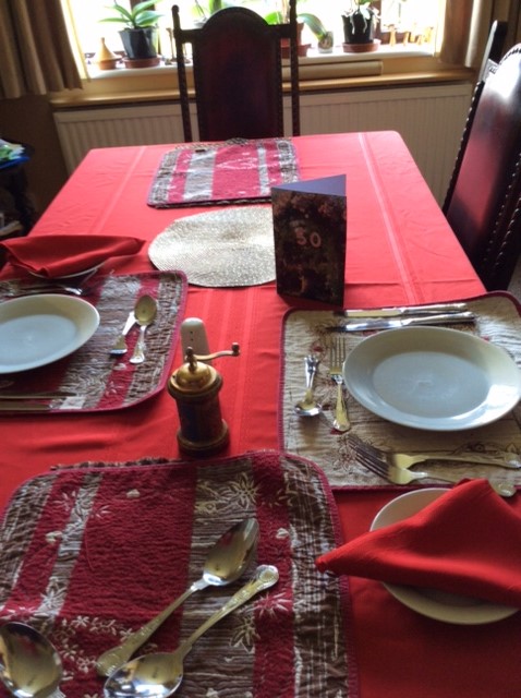 Photo of the table laid for dinner for two