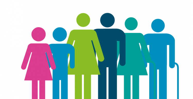 graphic showing a group of people including children