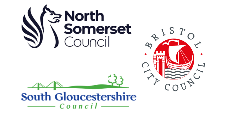 Logos for North Somerset Council, Bristol City Council, and South Gloucestershire Council