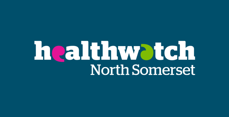 White Healthwatch North Somerset logo on a dark blue background.
