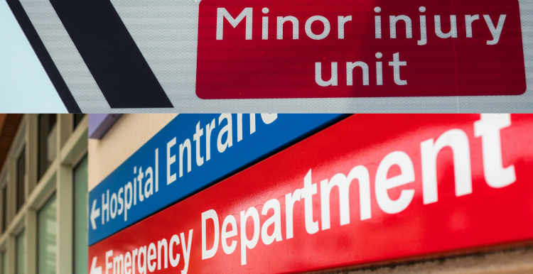 Minor injury unit and Emergency Department signs.