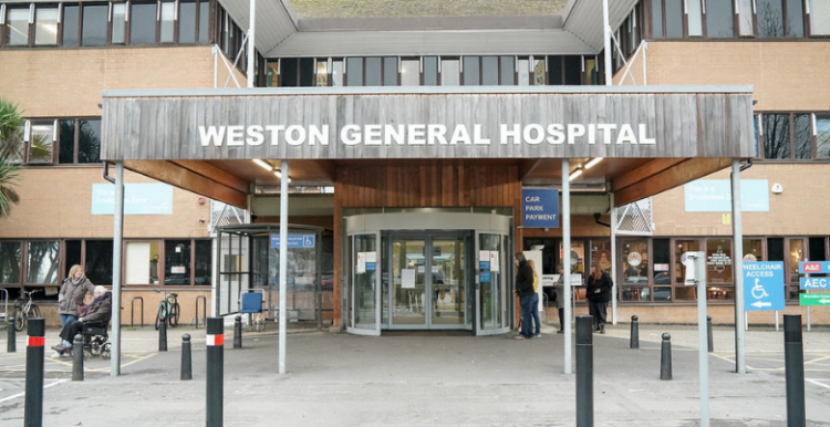 The main entrance to Weston General Hospital