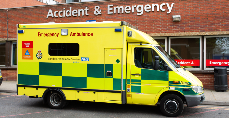 An ambulance outside the Accident & Emergency department of a hospital