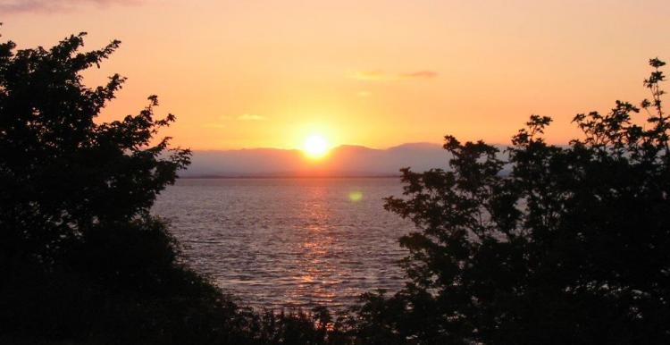 Red sun set from Clevedon in North Somerset