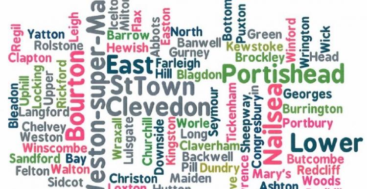 North Somerset word jumble made up with place names from within North Somerset