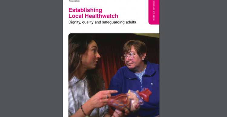 Woman speaking to a woman with a learning disability. Text reads: Establishing Local Healthwatch