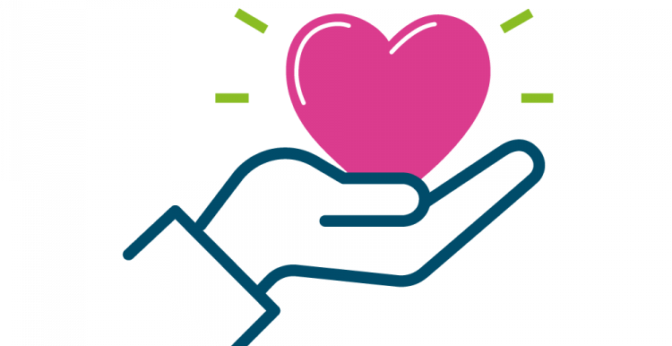 Graphic of a hand holding a healthy heart