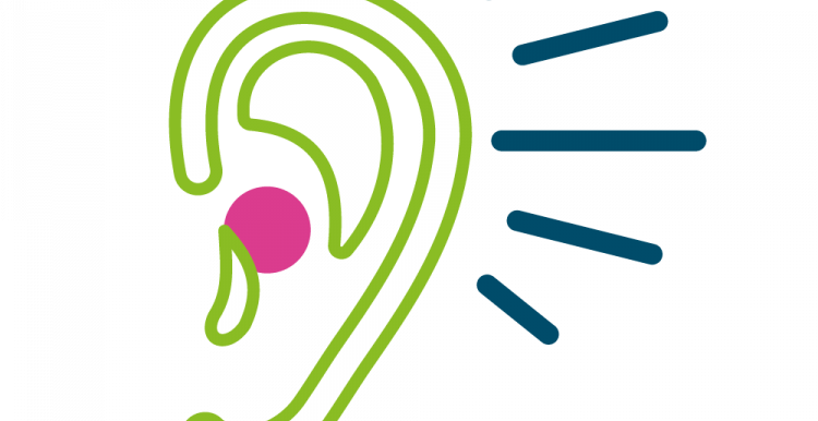 Graphic showing a hearing aid in an ear