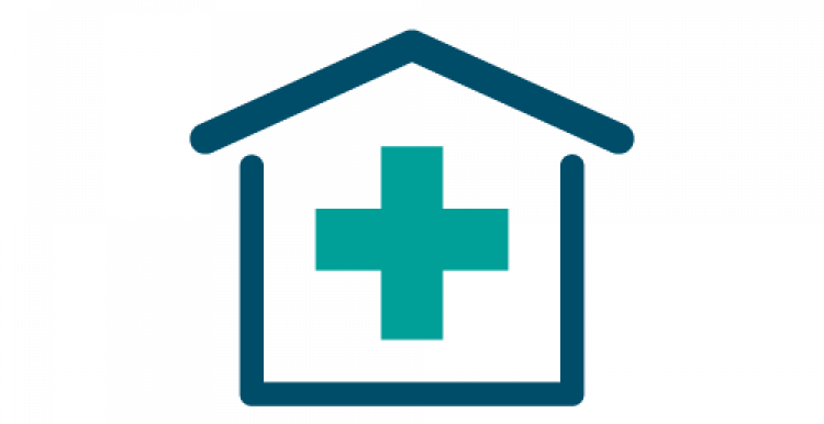 graphic of a building with a medical cross on it