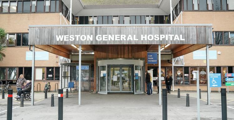 Photo of the sign outside Weston Hospital which reads: Weston General Hospital