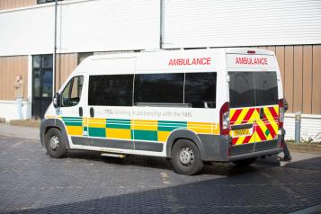 Ambulance outside an Accident & Emergency department