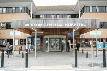 The main entrance to Weston General Hospital