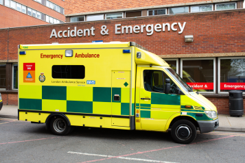 An ambulance outside the Accident & Emergency department of a hospital