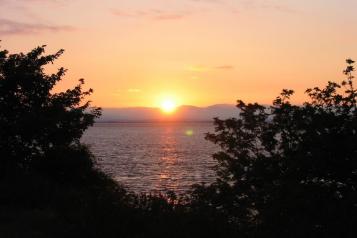 Red sun set from Clevedon in North Somerset