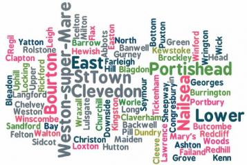 North Somerset word jumble made up with place names from within North Somerset