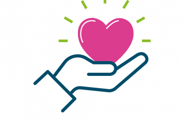 Graphic of a hand holding a healthy heart