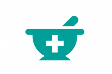 pestal and mortar with a medical cross on it