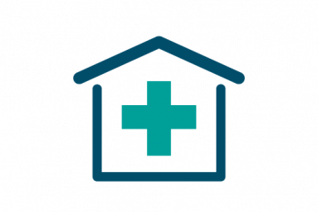 graphic of a building with a medical cross on it