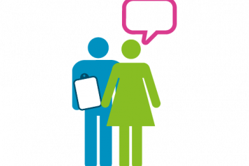 Healthwatch man and woman discussing report