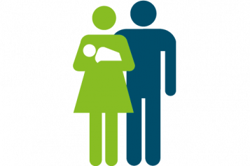 Healthwatch icon of man, woman and baby