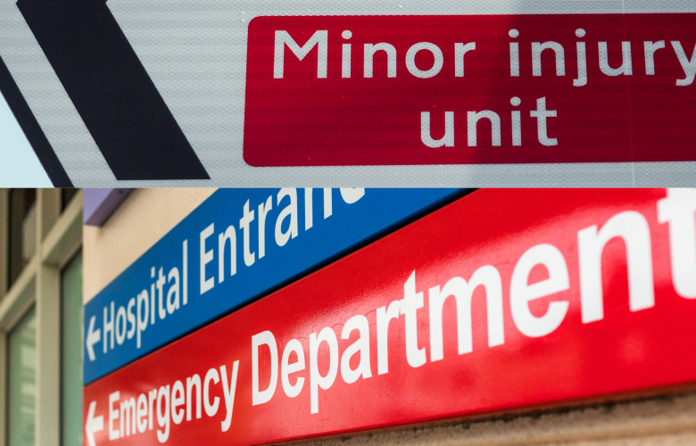 Minor injury unit and Emergency Department signs.