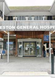 The main entrance to Weston General Hospital