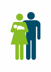 Healthwatch icon of man, woman and baby
